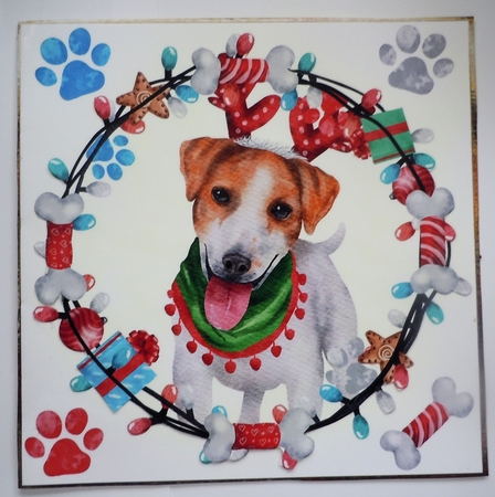 Cute Christmas Dog Jack Russell by Sharon Wilson
