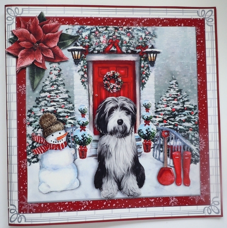CHRISTMAS DOOR - BEARDED COLLIE by Sharon Wilson