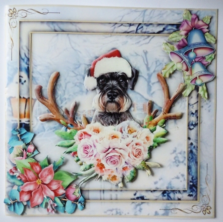 Watercolour Christmas 8x8 - Schnauser by Sharon Wilson