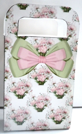 Pretty pink peonies with bow and lace small  gift bag by Sharon Wilson