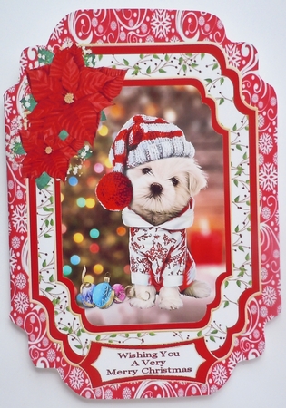 Sweet Christmas Dog 2 - Cut And Fold Card by Sharon Wilson