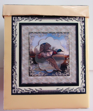 Duck in flight 6x6 by Sharon Wilson