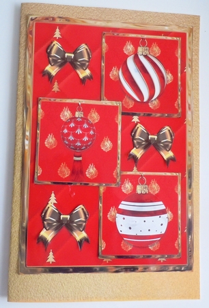 Royal Christmas Baubles Three Square Quick Card by Sharon Wilson