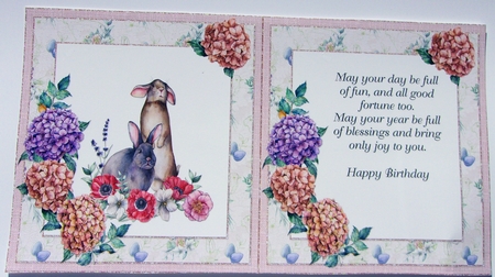 Spring Garden 5: Rabbits/Hydrangeas 6 x 6 Card Insert, Blank by Sharon Wilson