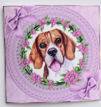 3 Lilac cute floral pup card front/toppers 1 by Sharon Wilson