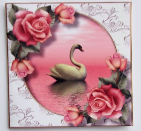 Gorgeous Swan With Downton Roses 8x8 by Sharon Wilson