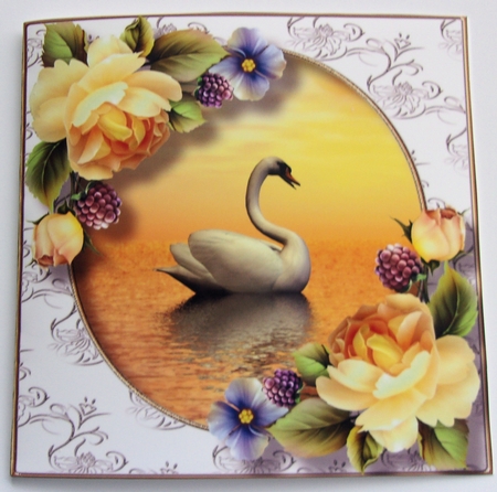 Gorgeous Swan With Yellow Roses 8x8 by Sharon Wilson