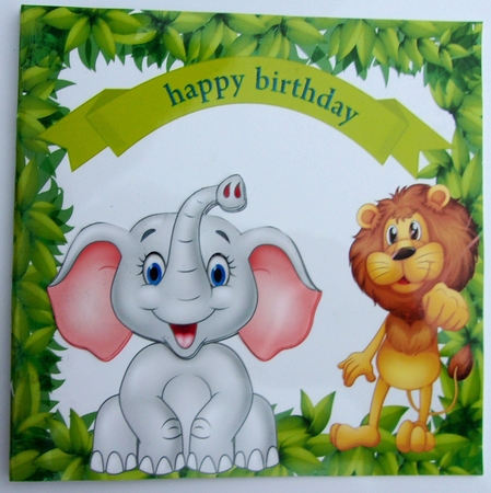 Elephant in the jungle 8x8 card front by Sharon Wilson