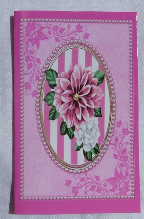 Pretty Pink white flowers on oval striped toppers  by Sharon Wilson