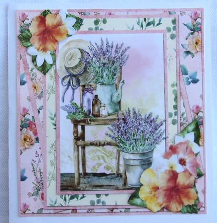 Sunny Summertime 8: Lavender Decor 6 x 6 Card Front with Topper and Sentiments by Sharon Wilson