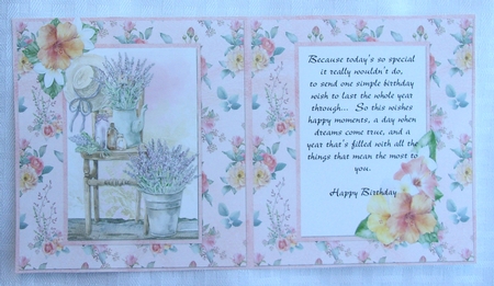 Sunny Summertime 8: Lavender Decor 6 x 6 Card Insert with Pink Rose Floral Background, Blank by Sharon Wilson