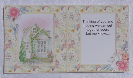 Sunny Summertime 12: Summer Cottage 5 x 5 Card Insert with Yellow/Red Floral Background, Blank by Sharon Wilson