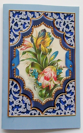 Blue Tulips Ornate Diamond 7x5 Picture and Frame Card Front Featured Gallery Photo
