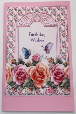 Roses Birthday Card Front & Decoupage by Sharon Wilson