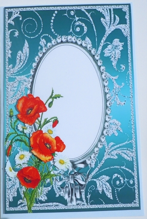 Poppies and Daisies on Turquoise with Diamonds Double Frames by Sharon Wilson