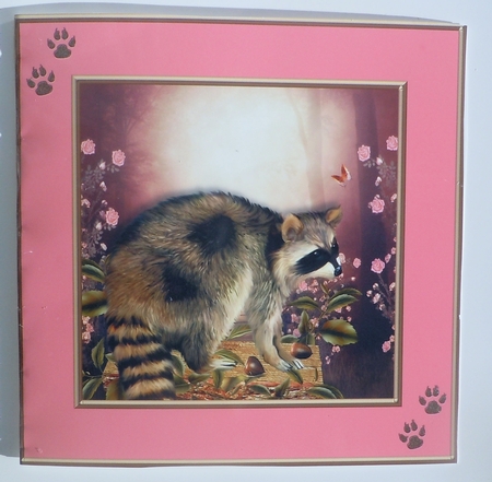 Raccoon in the Forest 8 x 8 Card Topper by Sharon Wilson