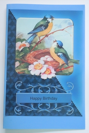 Birdsong Navy Diagonal Card Topper by Sharon Wilson
