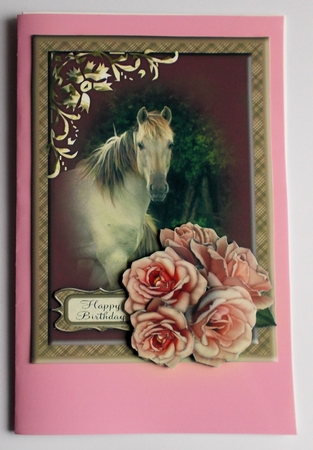 Pink Roses and Horse Thinking of You Insert by Sharon Wilson