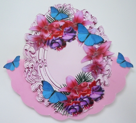 Over the Edge Oval Lilies and Fuschia by Sharon Wilson
