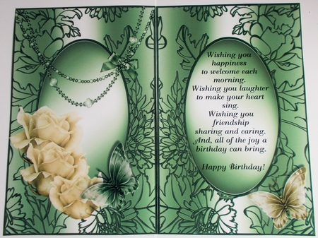Insert to Cream and Green Butterfly Card Front by Sharon Wilson