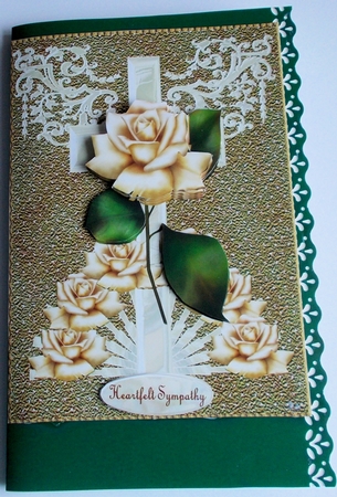 Sympathy Pearl Cross Antique Roses by Sharon Wilson
