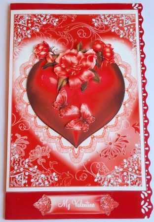 Heart Roses and Flutters Card Topper by Sharon Wilson