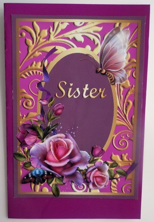 Sister Romantic Roses Card Front by Sharon Wilson