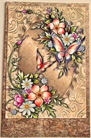 Petals & Flutters on a Gold Foil Frame by Sharon Wilson