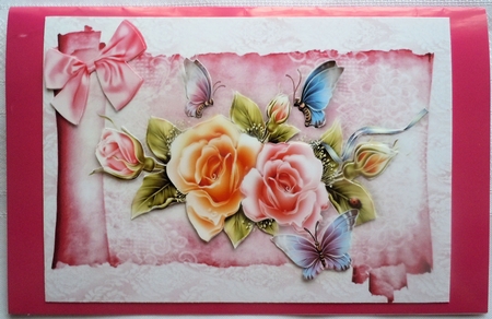 Beautiful Flowers on a Lace Scroll A4 by Sharon Wilson