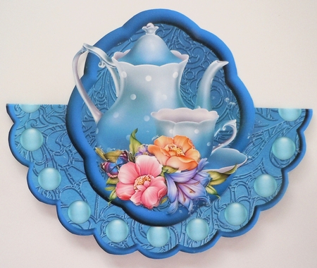 Time for Blue Tea Over the Edge Rocker by Sharon Wilson