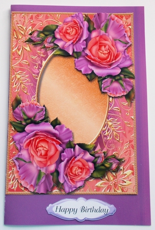 Gorgeous Salmon & Lilac Roses & Gilded Frame by Sharon Wilson