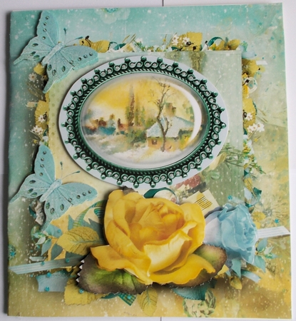 Romantic Yellow Rose Cottage Topper & Decoupage by Sharon Wilson