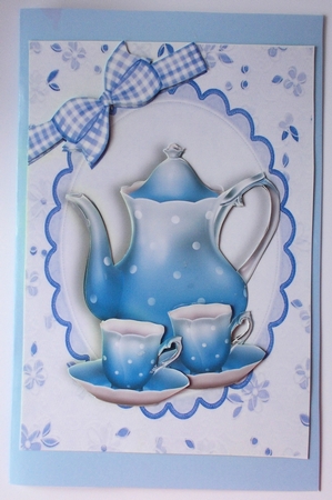 Lovely Pale Blue Polka Dot Tea Set by Sharon Wilson