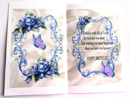 Blue Roses with Pink Butterfly A5 Insert with Verse by Sharon Wilson