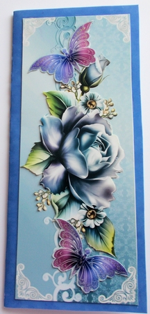 Pretty Blue Roses with Pink/purple Butterflies Tall Dl by Sharon Wilson