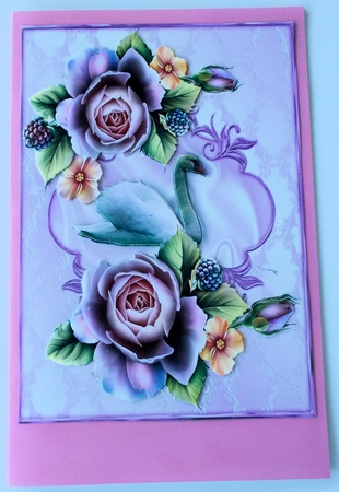Summer Roses with White Swan by Sharon Wilson