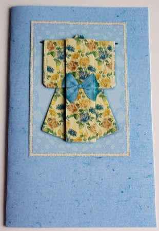 A6 Summer Floral Kimono Card in Blue Decoupage by Sharon Wilson
