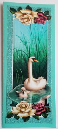 White Swan with Baby Cygnets with Roses Tall Dl by Sharon Wilson