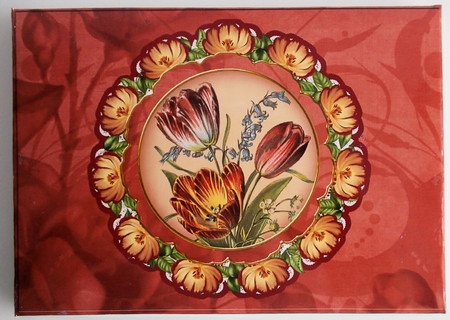 Red Tulips Doily 7x5in Presentation Box m Kit by Sharon Wilson