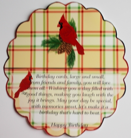 Over the Edge Rocker Cardinals and Tartan Decoupage Insert by Sharon Wilson