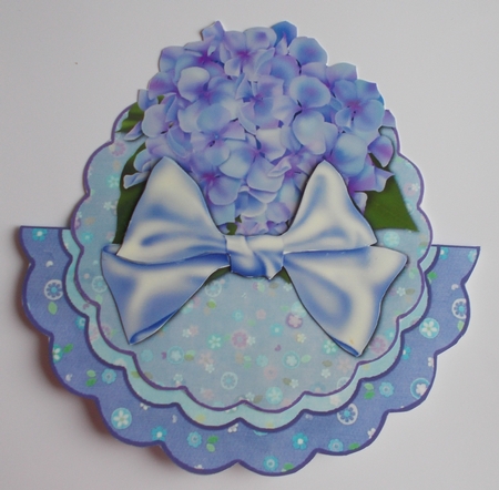 Over the Edge Hydrangea Bow Rocker Card by Sharon Wilson
