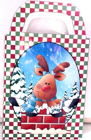 Christmas Reindeer Gift Bag 1 by Sharon Wilson