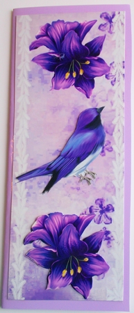 Tropical Purple Flowers, with Purple Bird and Lace Tall Dl by Sharon Wilson