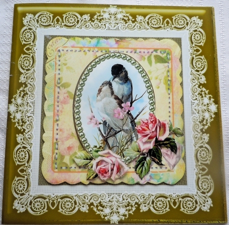 8" x 8" Mustard (1) Lace Frame Plus Two 4" x 4" Frames by Sharon Wilson