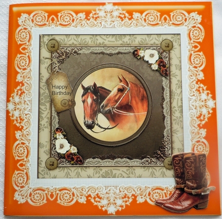 8" x 8" Orange (1) Lace Frame Plus Two 4" x 4" Frames by Sharon Wilson