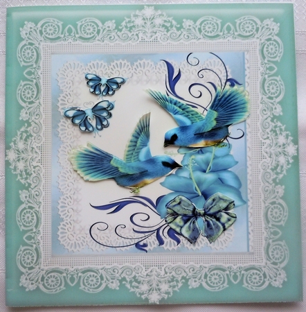 8" x 8" Sea Green (2) Lace Frame Plus Two 4" x 4" Frames by Sharon Wilson