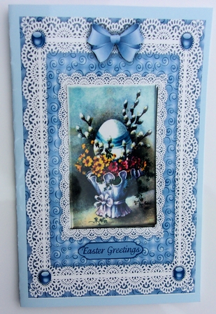 Easter Egg, Flower Basket 'n Lace A4 Card Front by Sharon Wilson
