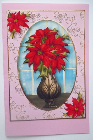 Christmas Vase of Pink Poinsettias Mini Kit by Sharon Wilson