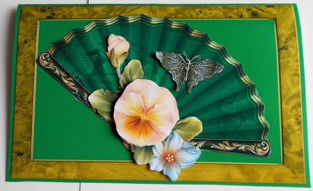 Fan with Pansies by Sharon Wilson