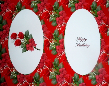 Red Rose Bouquet Birthday Insert by Sharon Wilson
